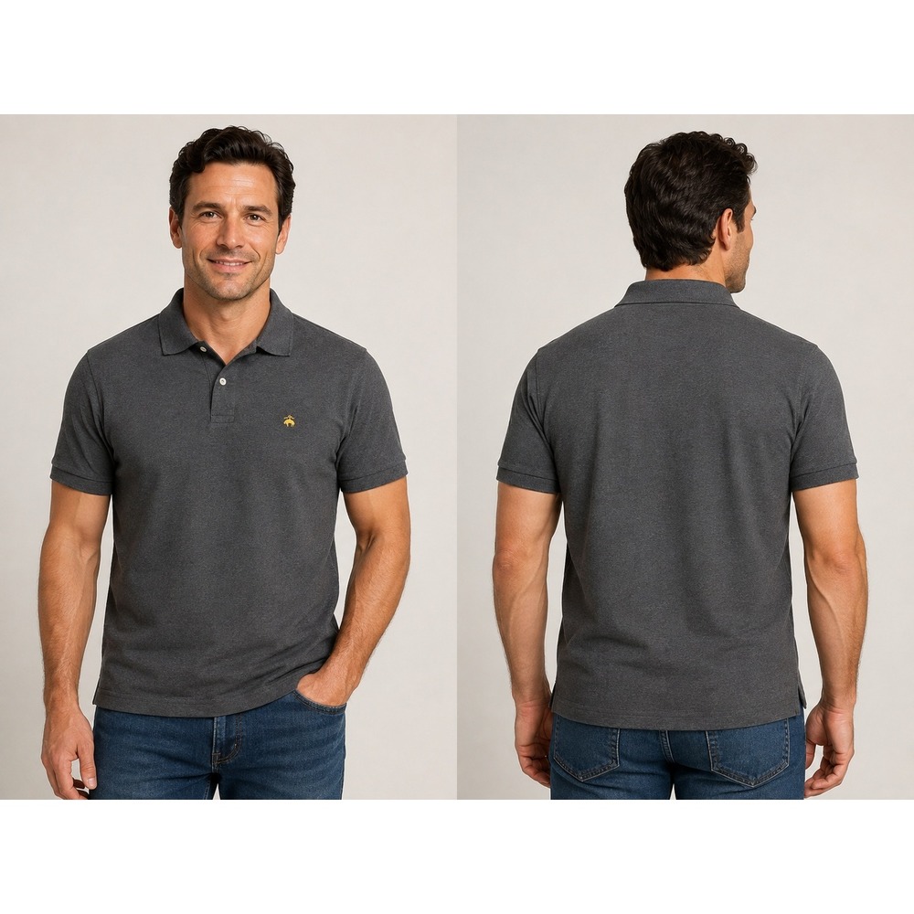 Brooks Brothers 100% Cotton  Polo Shirt XXL Slim Fit Gray  Short Slv